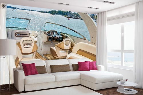 Vlies Fototapete - Innenraum einer Luxusjacht 375 x 250 cm
